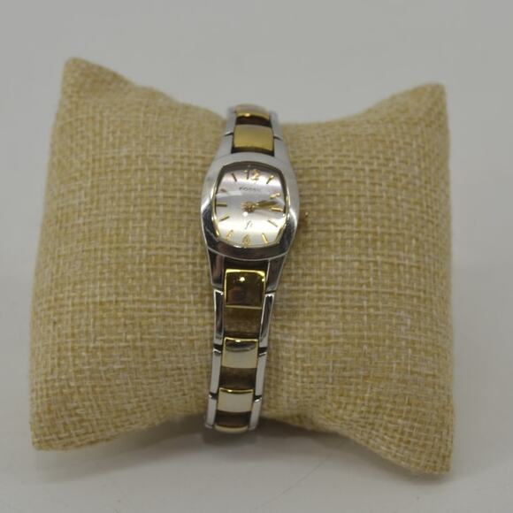 Fossil Two Tone Wristwatch Gold Silver Bracelet Watch Womens - Picture 2 of 12